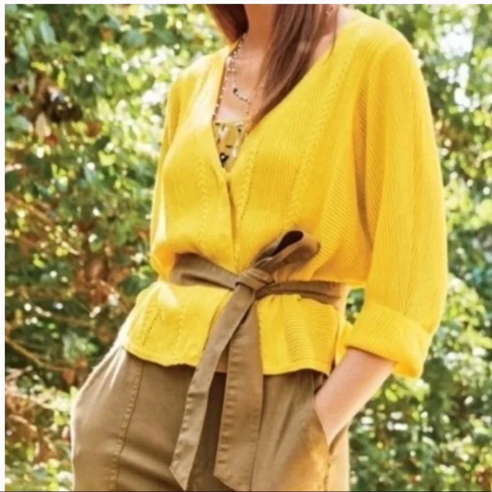 Cabi #5637 Cable Knit Cotton Sunny Cardigan SM